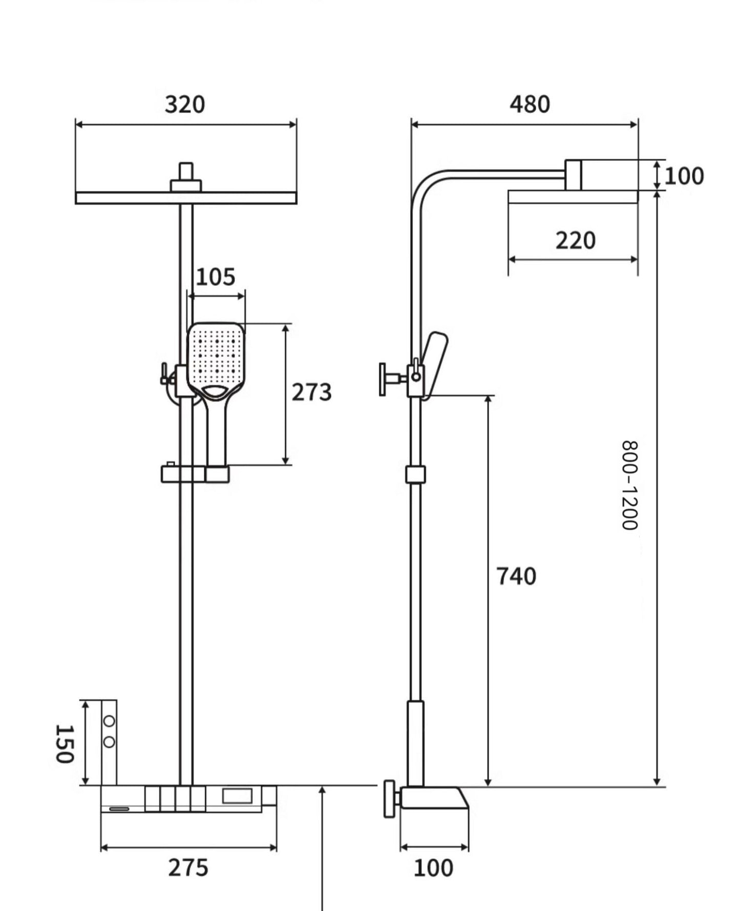 Bathroom shower system | Bathroom shower set Tetrasink | Bathroom faucet with shower and handset SHBD1TS01 - Tetrasink