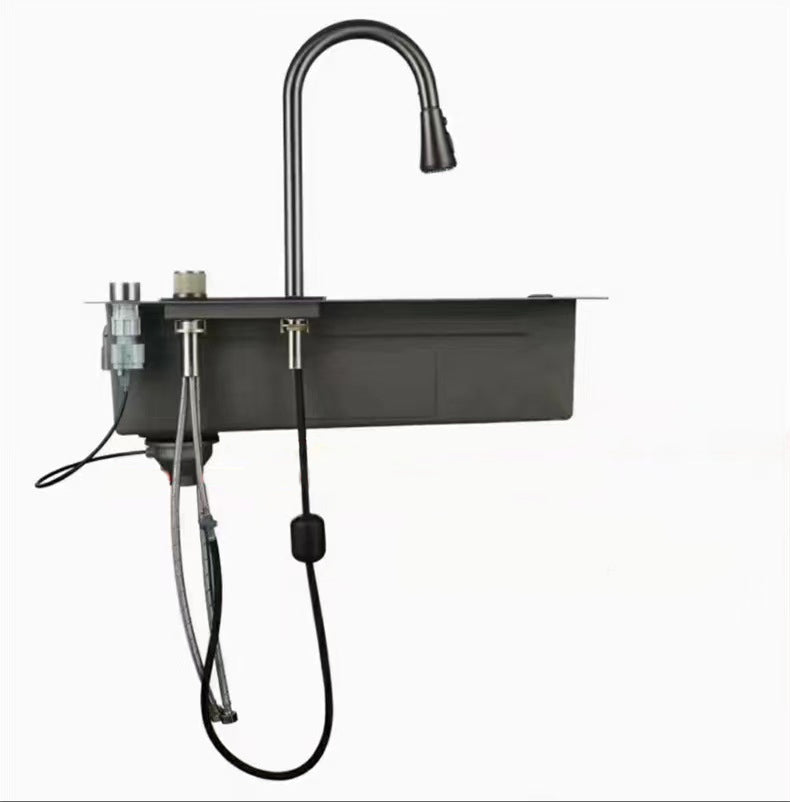 Multifunctional kitchen sink | Tetra Sink | 2NHBS30460TSK | Multifunctional sink for kitchen with deep trough and high-quality waterfall mixer (Copy) - Tetrasink