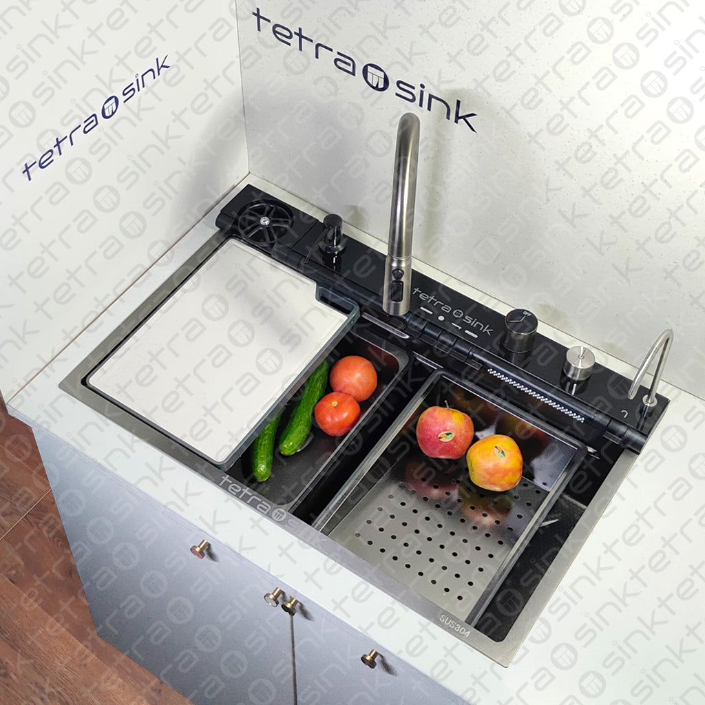 Πολυλειτουργικός νεροχύτης κουζίνας | Tetra Sink | 24NBS304R75 | Πολυλειτουργικός νεροχύτης για κουζίνα με βαθιά γούρνα και υψηλής ποιότητας μίξερ κατα