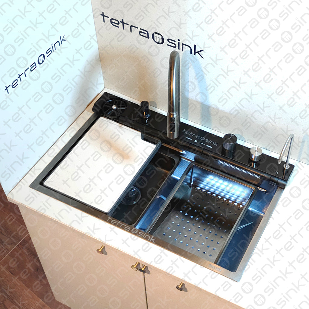 Πολυλειτουργικός νεροχύτης κουζίνας | Tetra Sink | 24NBS304R75 | Πολυλειτουργικός νεροχύτης για κουζίνα με βαθιά γούρνα και υψηλής ποιότητας μίξερ κατα