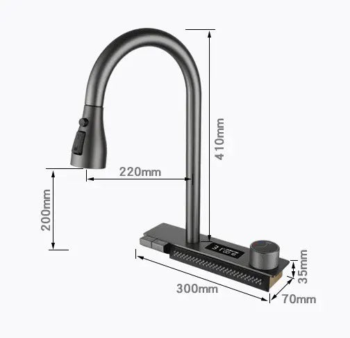 Multifunctional kitchen sink | Tetra Sink | 2NS30468TSK | Multifunctional sink for kitchen with deep trough and high-quality waterfall mixer - Tetrasink