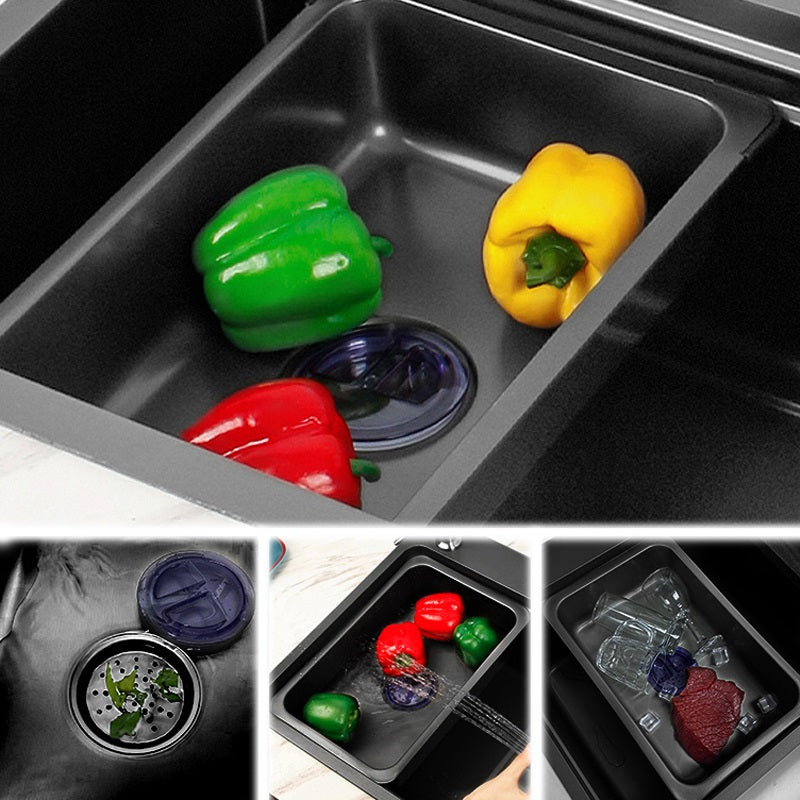 Multifunctional kitchen sink | Tetra Sink | 2NS30468TSK | Multifunctional sink for kitchen with deep trough and high-quality waterfall mixer - Tetrasink