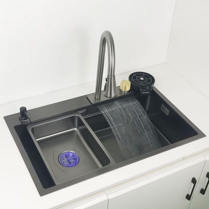 Multifunctional kitchen sink | Tetra Sink | 1NS30468TS | Multifunctional sink for kitchen with deep trough and high-quality waterfall mixer - Tetrasink