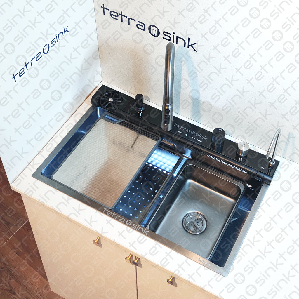 Πολυλειτουργικός νεροχύτης κουζίνας | Tetra Sink | 24NBS304R75 | Πολυλειτουργικός νεροχύτης για κουζίνα με βαθιά γούρνα και υψηλής ποιότητας μίξερ κατα