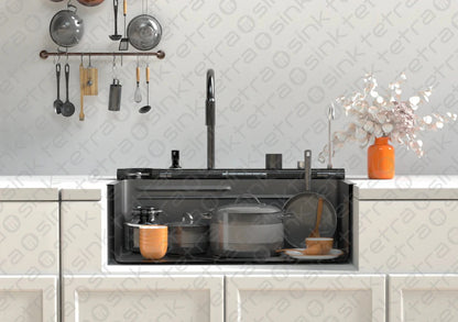 Πολυλειτουργικός νεροχύτης κουζίνας | Tetra Sink | 24NBS304R75 | Πολυλειτουργικός νεροχύτης για κουζίνα με βαθιά γούρνα και υψηλής ποιότητας μίξερ κατα