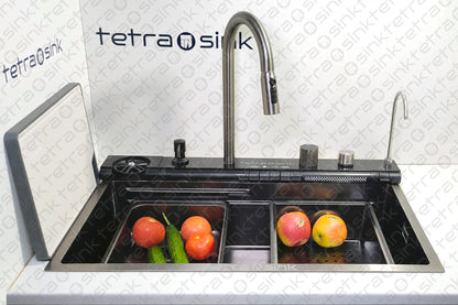 Πολυλειτουργικός νεροχύτης κουζίνας | Tetra Sink | 24NBS304R75 | Πολυλειτουργικός νεροχύτης για κουζίνα με βαθιά γούρνα και υψηλής ποιότητας μίξερ κατα