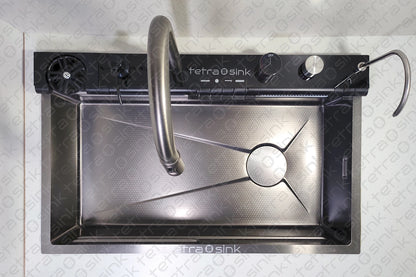 Πολυλειτουργικός νεροχύτης κουζίνας | Tetra Sink | 24NBS304R75 | Πολυλειτουργικός νεροχύτης για κουζίνα με βαθιά γούρνα και υψηλής ποιότητας μίξερ κατα